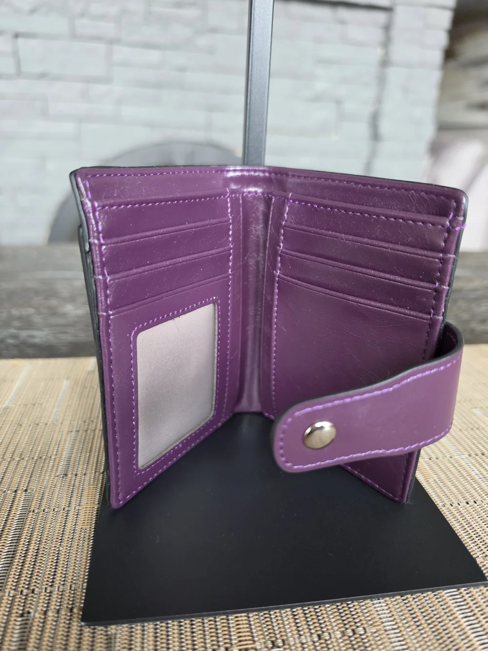 Bostanten Purple Leather Snap Wallet
